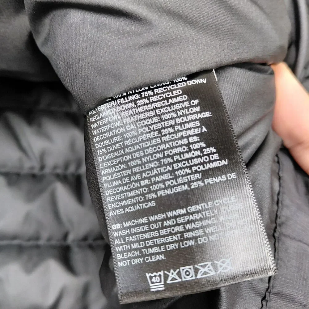 NEW The North Face Minoqua Down Jacket Mens Large Black 600 Fill Full Zip Puffer